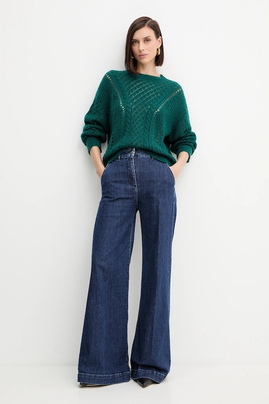 Twinset sweter z wełną 252TT3201 zielony AW25