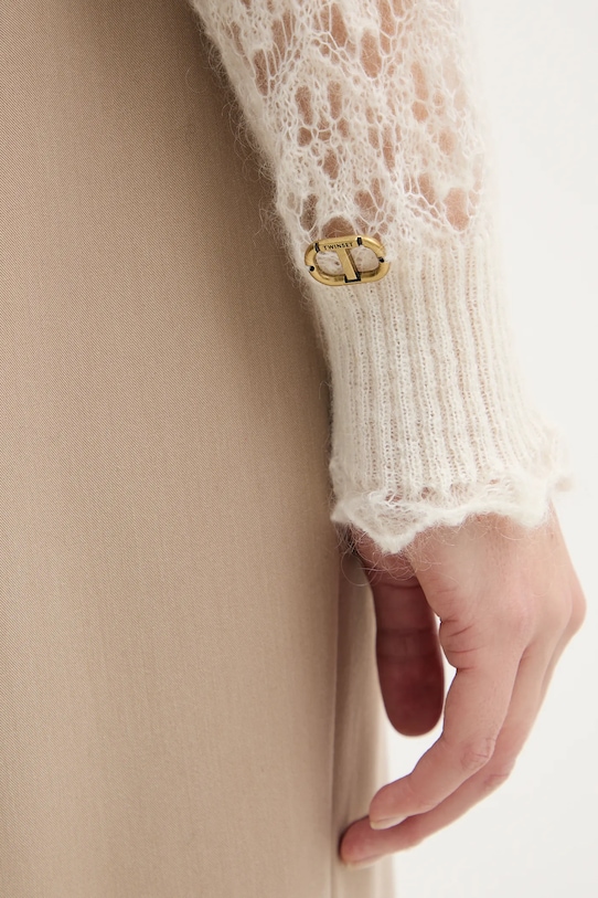 Twinset sweter z dodatkiem moheru 252TT3200 beżowy