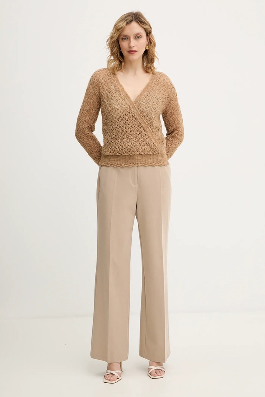 Twinset sweter z dodatkiem moheru 252TT3200 beżowy AW25