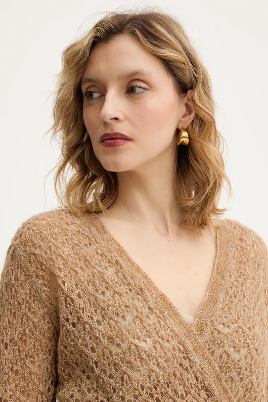 Twinset sweter z dodatkiem moheru beżowy 252TT3200