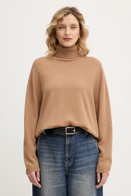 Twinset sweter kaszmirowy wełna brązowy 252TT3533