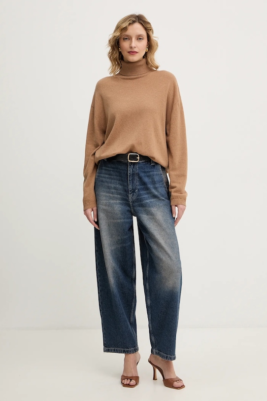 Twinset sweter kaszmirowy 252TT3533 brązowy AW25