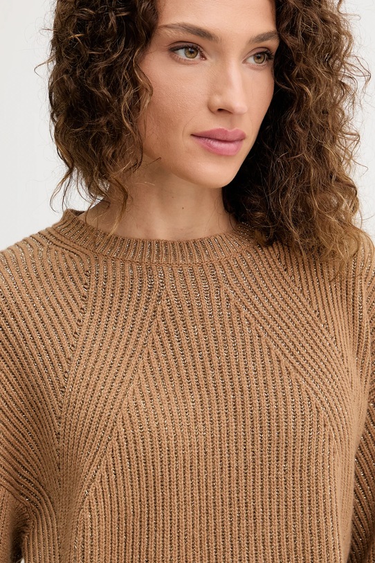 Пуловер с вълна Twinset кафяв 252TT3461