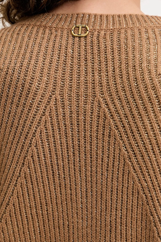 Пуловер с вълна Twinset 252TT3461 кафяв