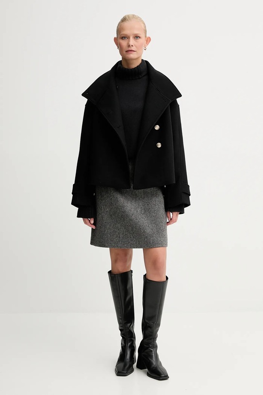 Twinset sweter z dodatkiem wełny 252TF3023 czarny AW25