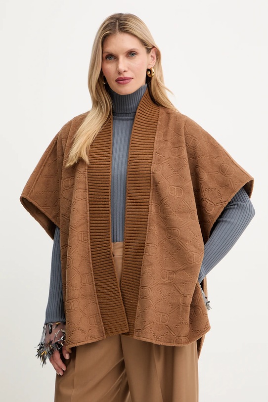 Twinset poncho pozostałe brązowy 252TO5420