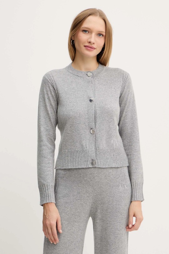Armani Exchange cardigan din amestec de lână uni gri XW001163.AF16181
