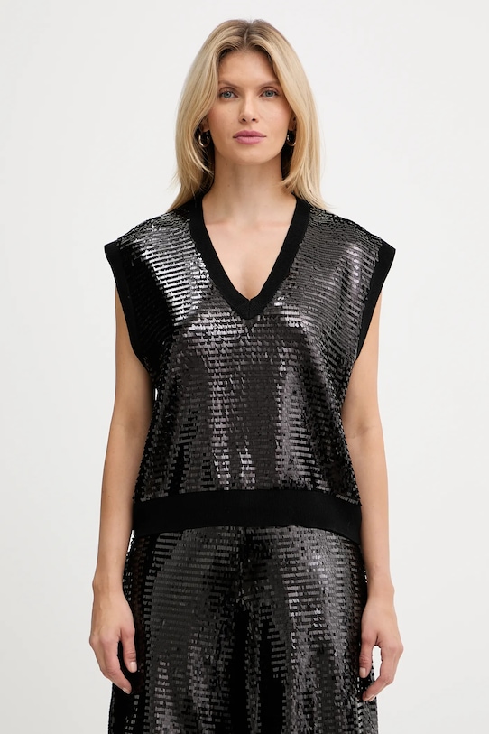 Жилетка з домішкою вовни Armani Exchange з додаванням вовни чорний XW001325.AF16682