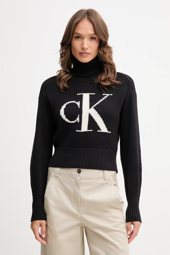 Памучен пуловер Calvin Klein Jeans памук черен LV047D349G