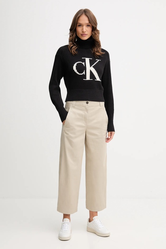 Βαμβακερό πουλόβερ Calvin Klein Jeans LV047D349G μαύρο AW25