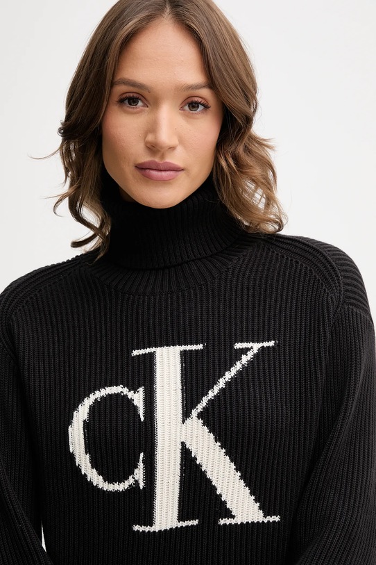 Памучен пуловер Calvin Klein Jeans черен LV047D349G