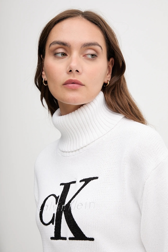 Calvin Klein Jeans sweter biały LV047D354G