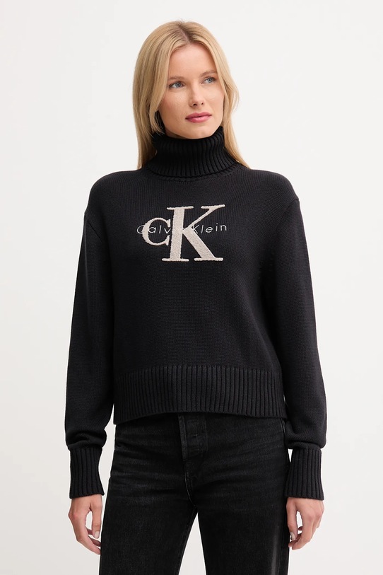 Calvin Klein Jeans sweter aplikacja czarny LV047D354G