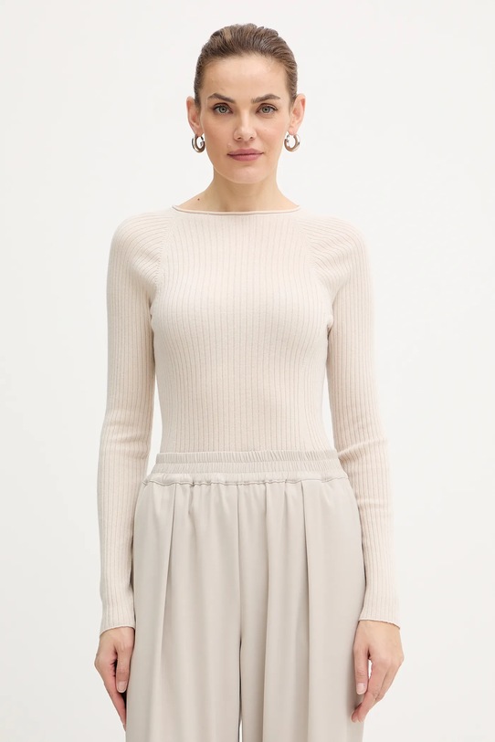 MAX&Co. sweter wełniany wełna beżowy 2526366134200