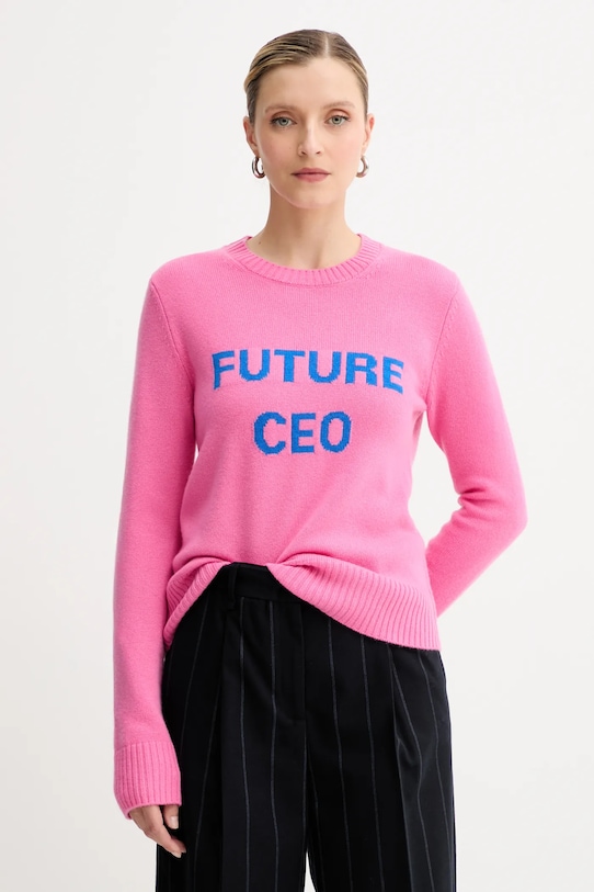 MAX&Co. sweter wełniany okrągły różowy 2528366032200