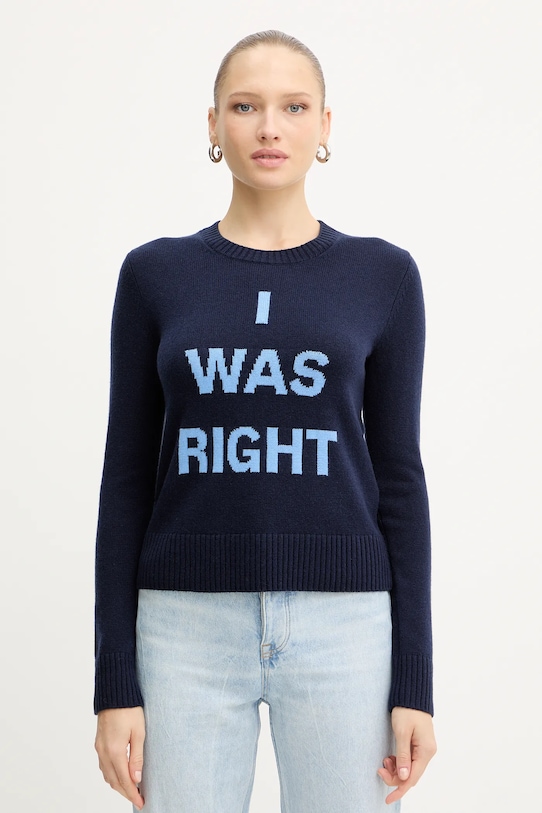 MAX&Co. sweter wełniany okrągły granatowy 2528366032200