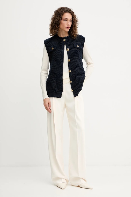 Luisa Spagnoli vestă de lână 100076 bleumarin AW25