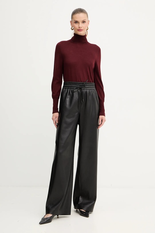 Luisa Spagnoli pulover de lână 100106 burgundia AW25