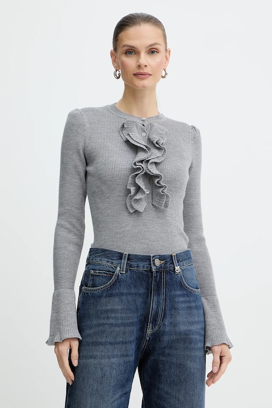 Μάλλινο πουλόβερ Luisa Spagnoli μαλλί γκρί 100114