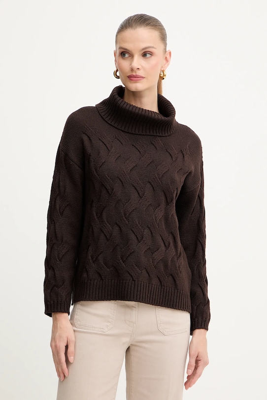 Luisa Spagnoli sweter wełniany wełna brązowy 100173