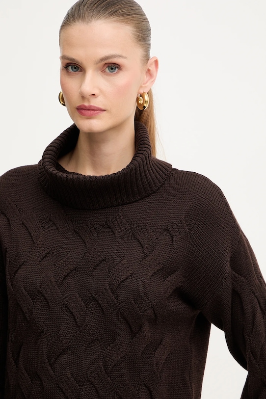 Luisa Spagnoli sweter wełniany brązowy 100173