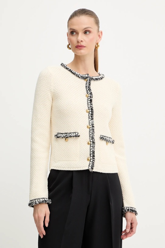 Luisa Spagnoli kardigan z dodatkiem wełny średniej grubości beżowy 100088
