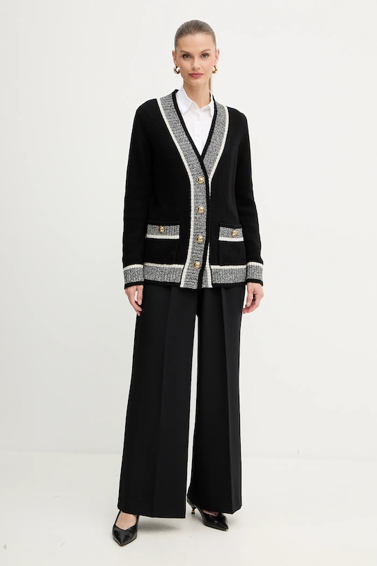 Luisa Spagnoli kardigan wełniany 100206 czarny AW25