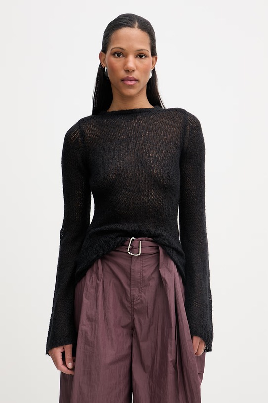 Heliot Emil pulover din amestec de lână subtiri negru AW25.W.07.083.BLK01