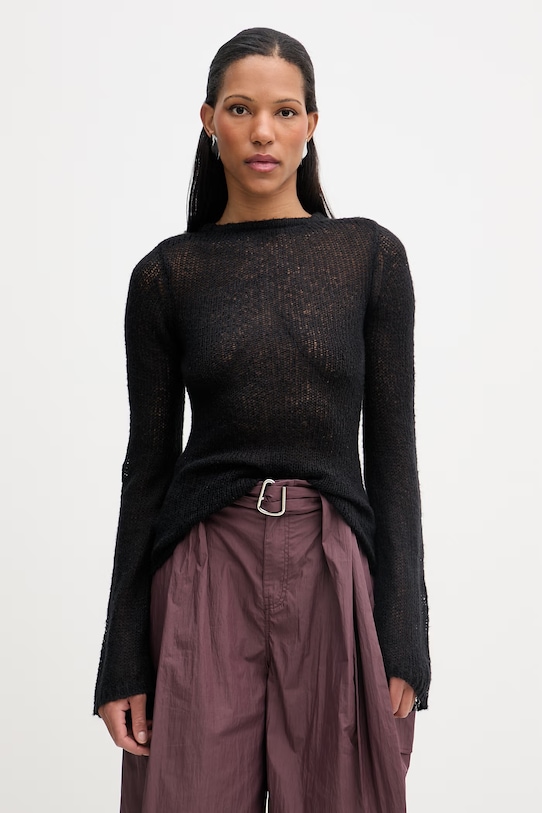 Heliot Emil pulover din amestec de lână subtiri negru AW25.W.07.083.BLK01