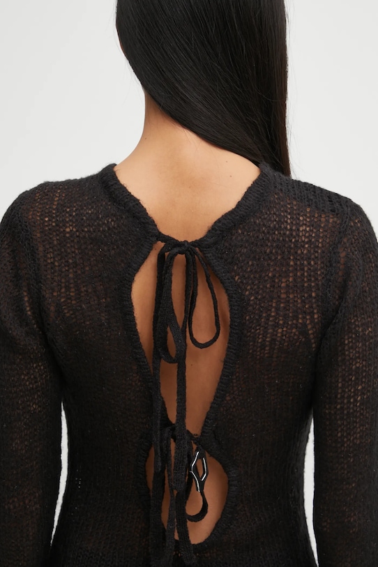 Pulover s dodatkom vune Heliot Emil AW25.W.07.083.BLK01 crna