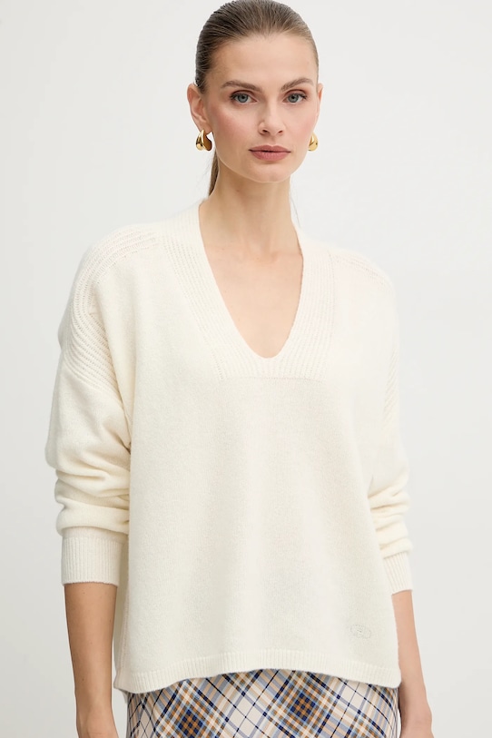 Μάλλινο πουλόβερ Liu Jo κρεμ MF5060.MS009