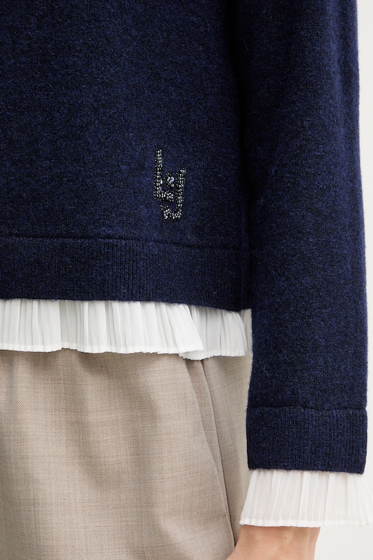 Kardigan s prímesou vlny Liu Jo MF5122.MA90Q tmavomodrá