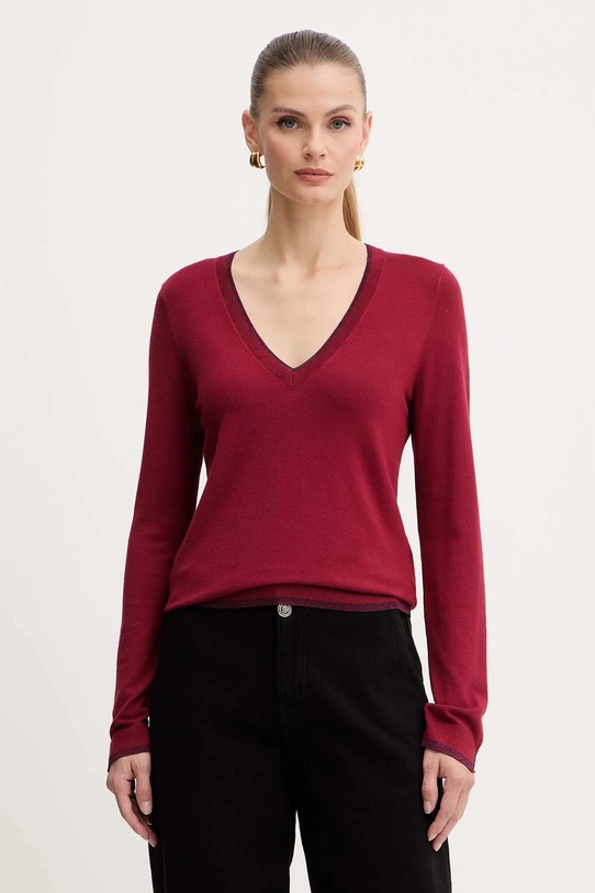 Liu Jo pulover subtiri burgundia MF5227.MS49I