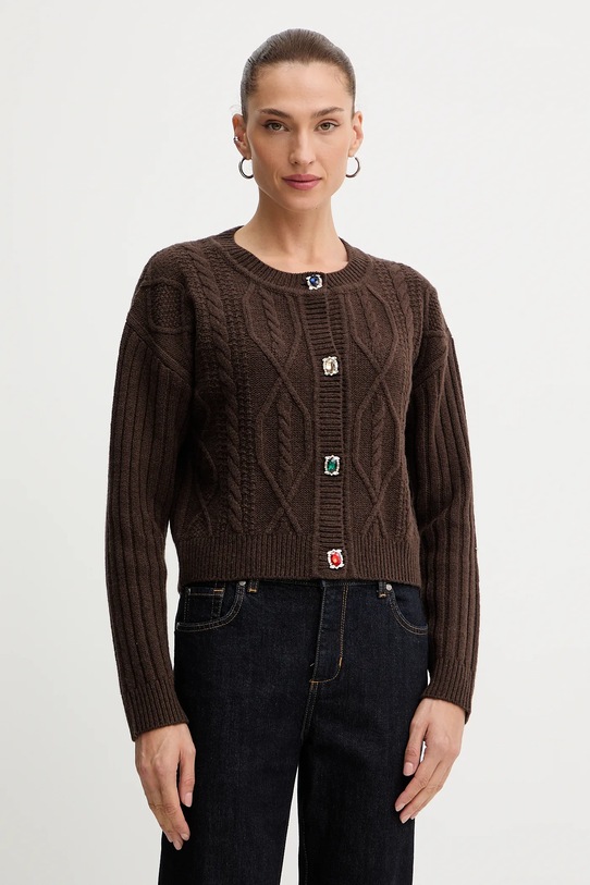 Liu Jo kardigan z dodatkiem wełny okrągły brązowy MF5423.MS040