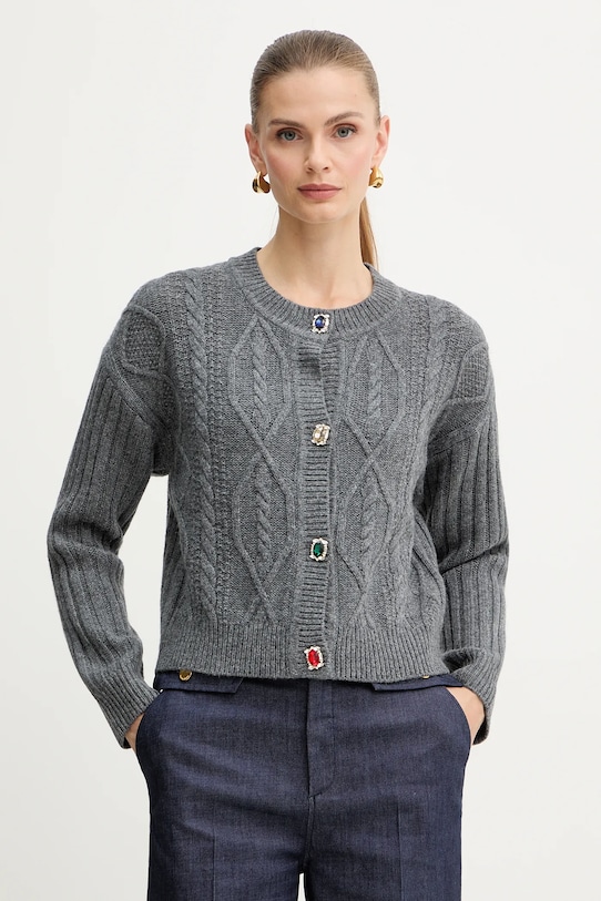 Liu Jo cardigan din amestec de lână fixat gri MF5423.MS040