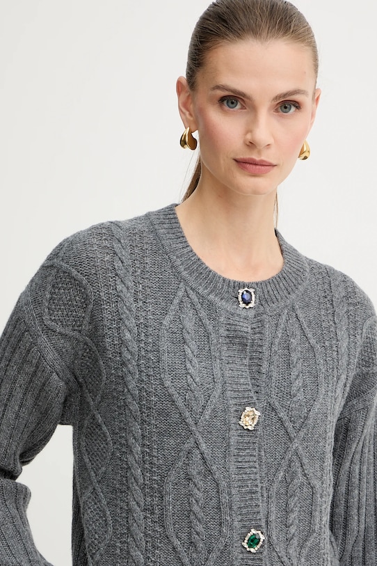 Liu Jo cardigan din amestec de lână gri MF5423.MS040