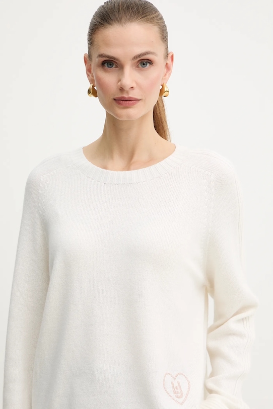 Liu Jo sweter z dodatkiem wełny beżowy MF5444.MS76L