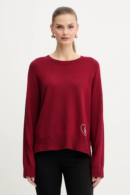 Liu Jo pulóver gyapjúkeverékből aplikációval burgundia MF5444.MS76L