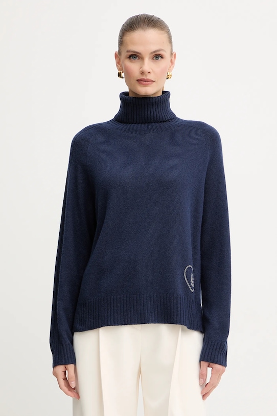 Liu Jo pulover din amestec de lână grosime medie bleumarin MF5445.MS76L