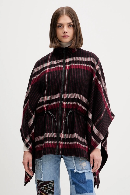 Desigual poncho CHECKS ALDAMA pozostałe bordowy 25WAIA11
