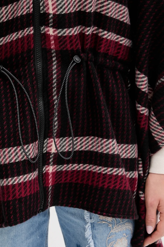 Desigual poncho CHECKS ALDAMA 25WAIA11 bordowy
