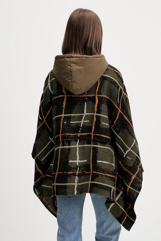 Odzież Desigual poncho CHECKS KHAKI ALDAM 25WAIA12 zielony