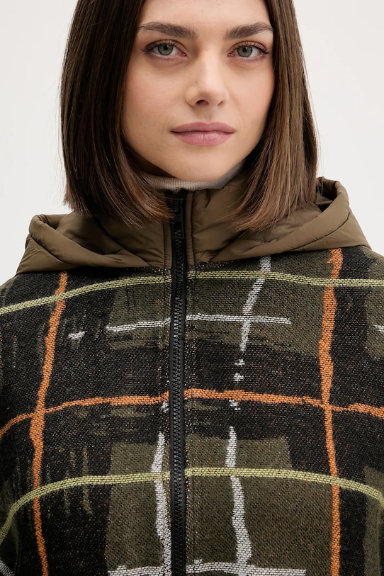 Desigual poncho CHECKS KHAKI ALDAM zielony 25WAIA12