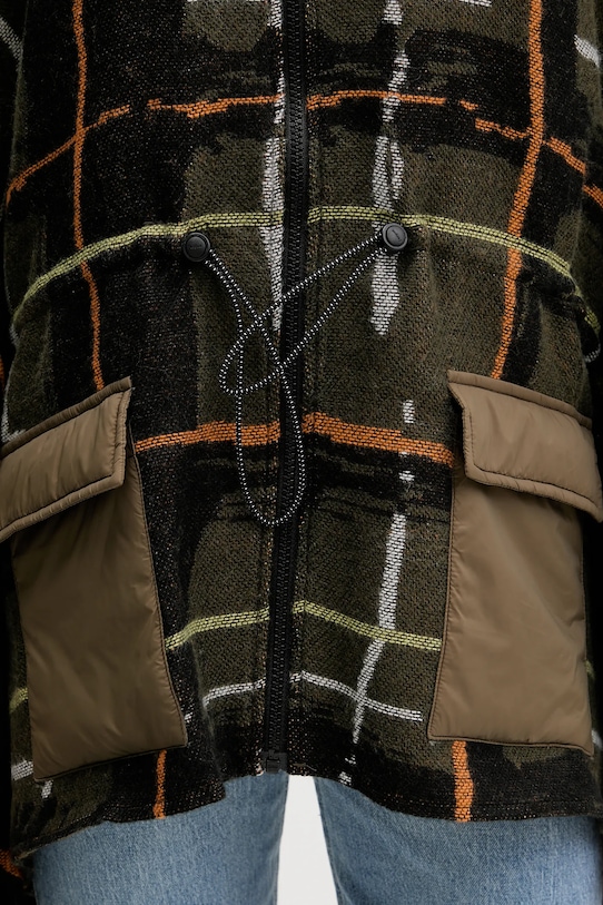 Desigual poncho CHECKS KHAKI ALDAM 25WAIA12 zielony