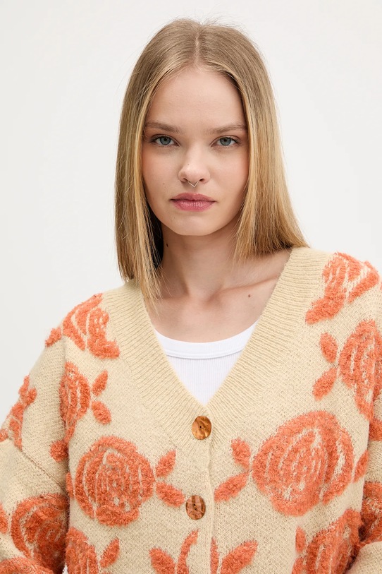 Desigual kardigan z domieszką wełny CARTER beżowy 25WWJF22