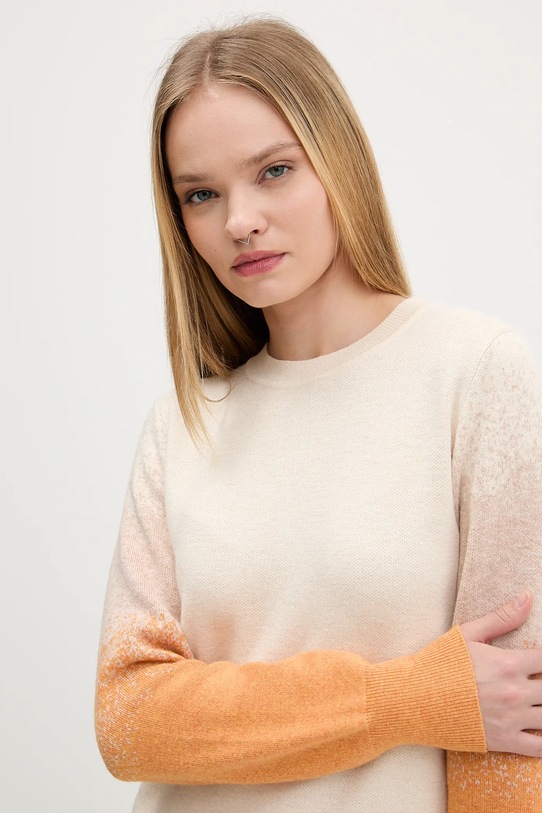 Desigual sweter z domieszką wełny FAMA beżowy 25WWJF24
