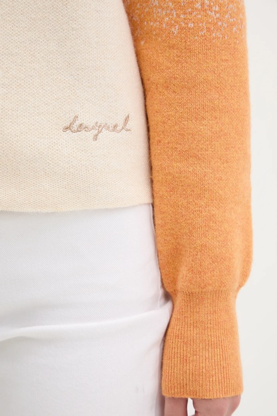 Desigual sweter z domieszką wełny FAMA 25WWJF24 beżowy
