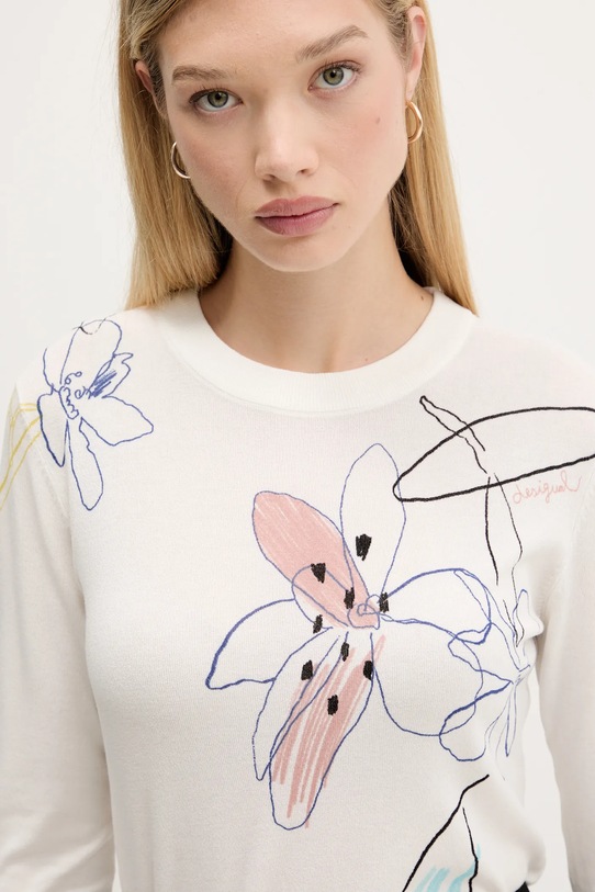 Desigual sweter ARTY beżowy 25WWJF33