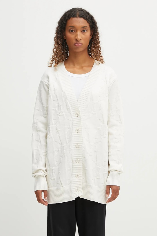 Fiorucci wool blend cardigan Kissing Angels Long button down collar beige W02FPKCA254KN01WH01