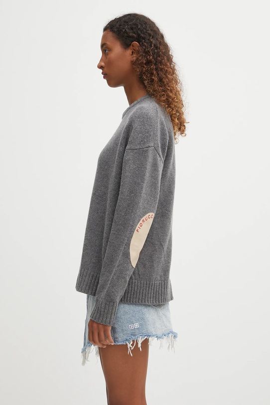 Fiorucci sweter wełniany Cupid Elbow Patch W02FPKSW335KN03GY01 szary AW25